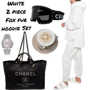 COPY - White 2 Piece Fox Fur Jogger Set
